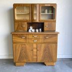 Duitse Art Deco Keukenkast Vintage Buffet Vitrinekast thumbnail 4