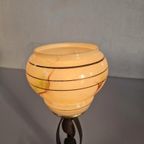 Art Deco Tafel Lamp Met Smeedijzeren Voet. thumbnail 3