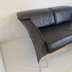Postmoderne Bank Rotan Chroom En Leer Jaren 80 Van Dover. thumbnail 2