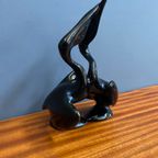 Black Ceramic Figurine Of 2 Pelicans By Miroslav Smutny 1960S thumbnail 4