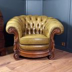 Vintage Leren Chesterfield Clubfauteuil In Barokstijl thumbnail 8