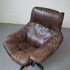 Leather Swivel Lounge Chair By Gerald Easden For Module thumbnail 9