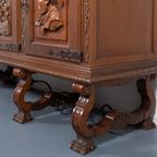 Unique Carved ‘don Quixote’ Cabinet / Dressoir, Spain 1950’s thumbnail 10