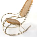 Vintage Schommelstoel Messing Bentwood Regency Stijl Design thumbnail 6