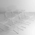 Vintage Mid-Century Set Van 7 Witte Harry Bertoia Eetkamerstoelen thumbnail 7