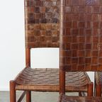 Set Van 6 Schuitema Eetkamerstoelen Uit De Shaker Collectie Met Gevlochten Leren Zitting thumbnail 9