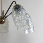 Vintage Plafondlamp, Kroonluchter - Jaren '60, Messing, Glas thumbnail 12