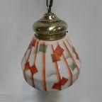 Art Deco Hanglamp Met Gehoekte Glazen Kap thumbnail 8