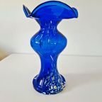 Mondgeblazen Vintage Blauwe Vaas Murano Stijl thumbnail 4