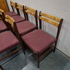Set Van 6 Vintage Stoelen Eetkamerstoelen Jaren 60 Jaren 70 thumbnail 6