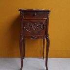 Brocante Vintage Antiek Nachtkastje, Lampet Kastje, Marmer thumbnail 11