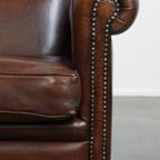 Mooie En In Goede Staat Verkerende Klassieke Donkerbruine Schapenleren Design Fauteuil/ Armchair thumbnail 4