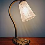 Art Deco Lamp In Brons, Bobèche Gesigneerd Frères Muller thumbnail 2