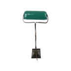 Art Deco Bureaulamp Notarislamp Erpe Model 52 Smeedijzer Groene Emaille Kap thumbnail 7