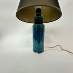 Mid Century Design Table Lamp Blue Ceramic , 1970’S thumbnail 8