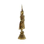 Grote Antieke Staande Bronzen Boeddha 24 Karaat Goud Rattanakosin 63Cm thumbnail 2