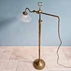 Vloerlamp Van Messing En Gegroefd Glas, Art Deco-Stijl thumbnail 15