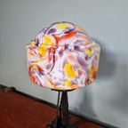 Art Deco Tafellamp Van Smeedijzer En Veelkleurige Opaline, 1920 thumbnail 6