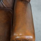 In Nette Staat Verkerende Klassieke Cognac Bruine Rundleren Chesterfield Oorfauteuil thumbnail 8