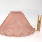 Vintage Glazen Lampenkap Ribbels Roze thumbnail 3