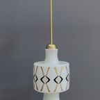 Opaline Glass Pendant Lamp With Gold And Black Drawing thumbnail 3