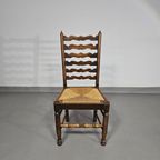 Set Of 4 Oak, Rustic, Farmhouse, Ladderback Dining Chairs With Rush Seats 1960S thumbnail 5