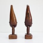 Vintage Houtsnijwerk Beelden Afrikaanse Hoofden thumbnail 11