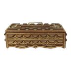 Grote Houten Tramp Art Doos Volkskunst Goud 20Ste Eeuw thumbnail 11