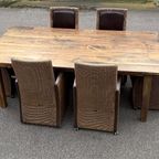 Eetkamerset Eettafelset 6 Stoelen En Eettafel Eikenhout En Riet Rotan Lloyd Loom thumbnail 12