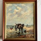 Vintage Olieverf Schilderij “De Schelpenvissers” thumbnail 12