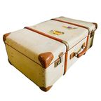 Vintage Hutkoffer Brocante Beige Leder Xl thumbnail 4