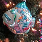 Een Schitterende Glazen Kerstbal “Kleurrijke Vis”, Turquoise thumbnail 2
