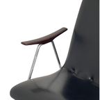 Lounge Chair - Dutch, Ca. 1960’S - Black Skai, Wooden Armrests And A Metal Frame - Attr. To Teefelen thumbnail 8