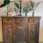 Vintage Bohemian Houten Dressoir Met Houtsnijwerk thumbnail 2