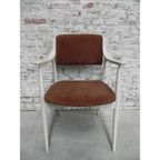 3 Vintage Stoelen Met Armleuningen En Ribfluwelen Bekleding thumbnail 6