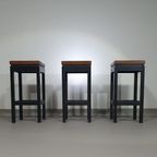 3 X Oak Construction Stools 1960s thumbnail 5
