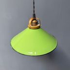 Groen Emaille Hanglamp Met Messing Armatuur thumbnail 4
