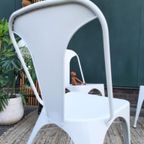 4 Tolix Style Eetkamerstoelen Vintage Design Witte Stoelen thumbnail 8