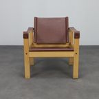 Set Of 2 Lounge Chairs In Teak And Saddle Leather By Karl Heinz Bergmiller For Escriba, Brazil, 1970s thumbnail 3