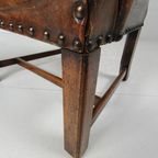 Antieke Leren Armstoel, Engeland Circa 1800 thumbnail 12