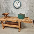 Antieke Werkbank Sidetable Keukeneiland Balie Beuken thumbnail 14