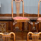 Set - 5 Chippendale Stijl Stoelen. Massief Eiken. thumbnail 3