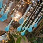 Vintage Murano Tafellamp Opaline Blauwe Pegels Messing Frame thumbnail 2