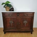 Vintage Antiek Dressoir Commode Ladekast Badkamermeubel Met Marmer Blad 404 thumbnail 2