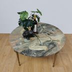 Vintage Hollywood Regency Salontafel Koffietafel Met Marmer Onyx Blad thumbnail 5