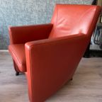 2X Leolux Dolcinea Fauteuil + Hocker | Roodbruin/Cognac Leer thumbnail 33