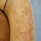 Unieke Charmante Subtiele Antieke Schapenleren Clubfauteuil/armchair Op Wieltjes thumbnail 9