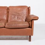 1970’s Danish Modern Cognac Leather Wing Sofa thumbnail 5