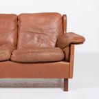 1970’S Danish Modern Cognac Leather Wing Sofa thumbnail 5