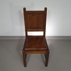 6 X Brutalist Solid Oak Chairs Mid Century thumbnail 6